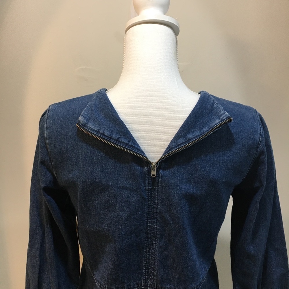 TopShop Moto Embroidered Denim Smock Dress - Picture 6 of 8